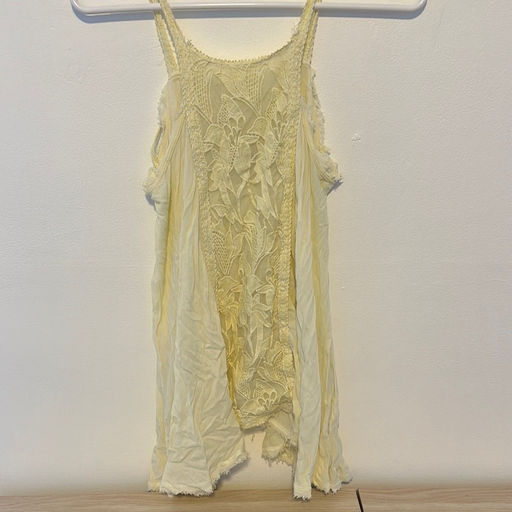 Yellow Lace Sleeveless Top